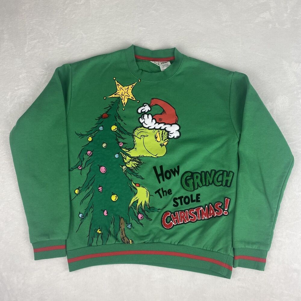 The Grinch Ugly Sweater Adult Extra Small Green Holiday Sweatshirt Pullover